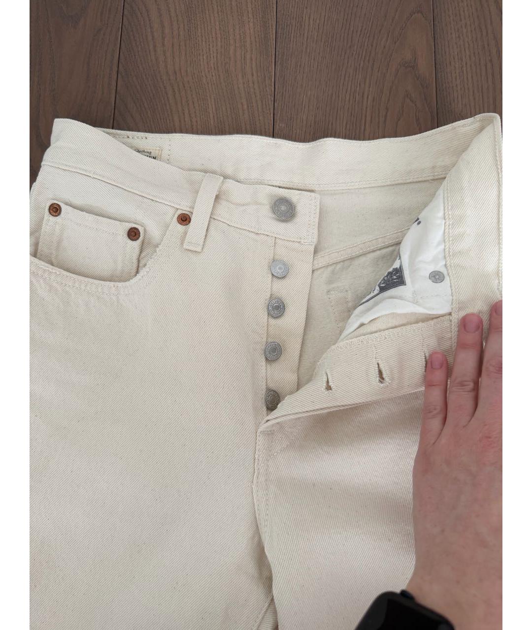 LEVI'S Бежевые хлопковые прямые джинсы, фото 3