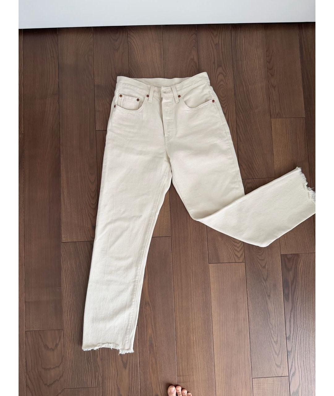 LEVI'S Бежевые хлопковые прямые джинсы, фото 2