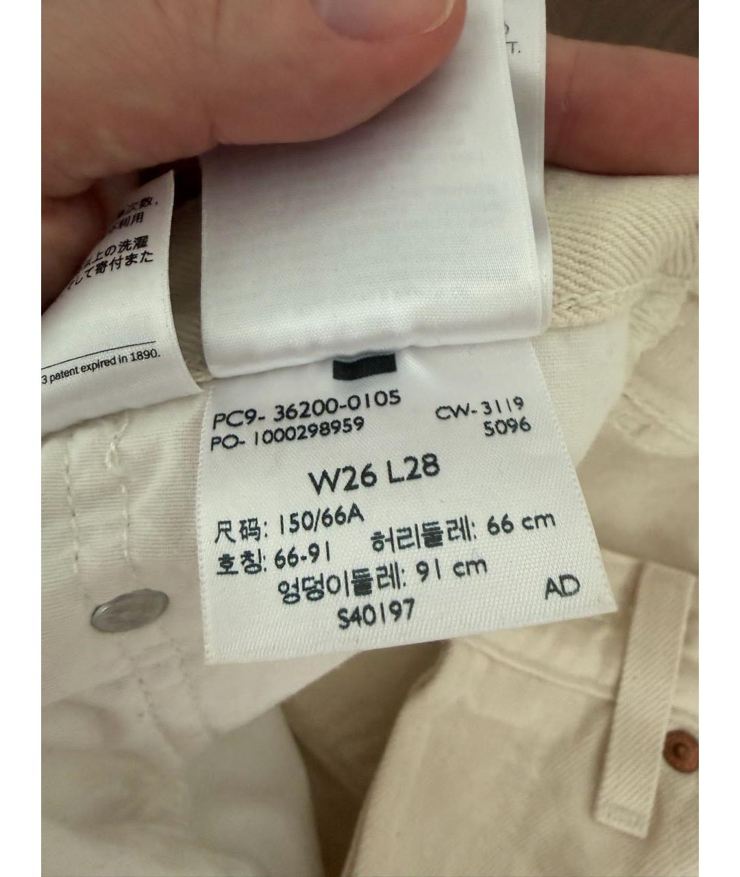 LEVI'S Бежевые хлопковые прямые джинсы, фото 5