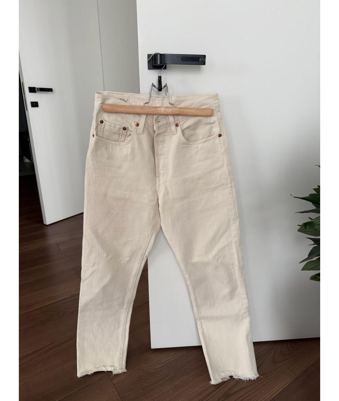 LEVI'S Бежевые хлопковые прямые джинсы, фото 6
