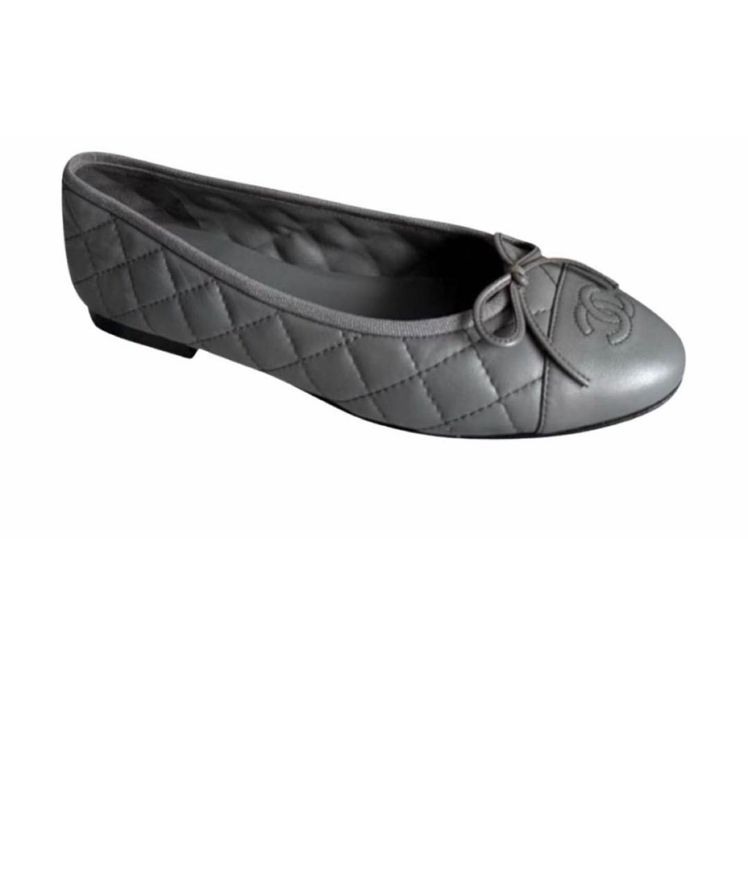 CHANEL Серые кожаные балетки, фото 6