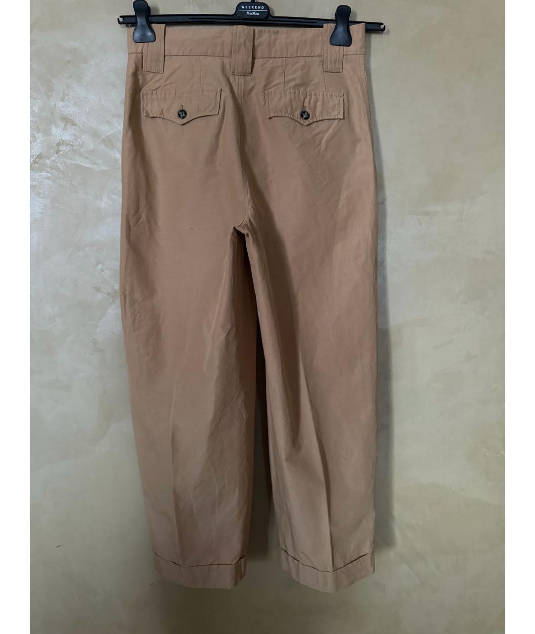 GANNI Бежевые хлопковые брюки широкие, фото 2