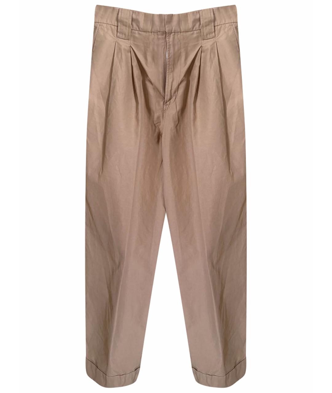 GANNI Бежевые хлопковые брюки широкие, фото 1