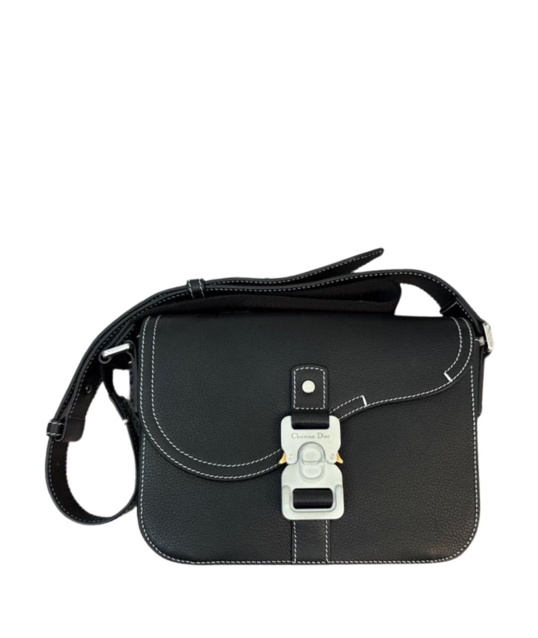 CHRISTIAN DIOR Черная кожаная сумка на плечо, фото 1