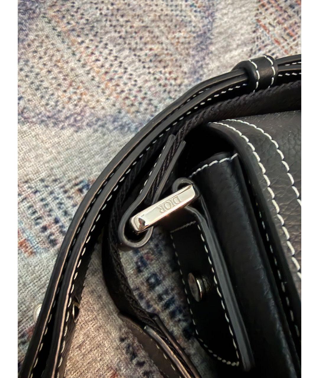 CHRISTIAN DIOR Черная кожаная сумка на плечо, фото 2