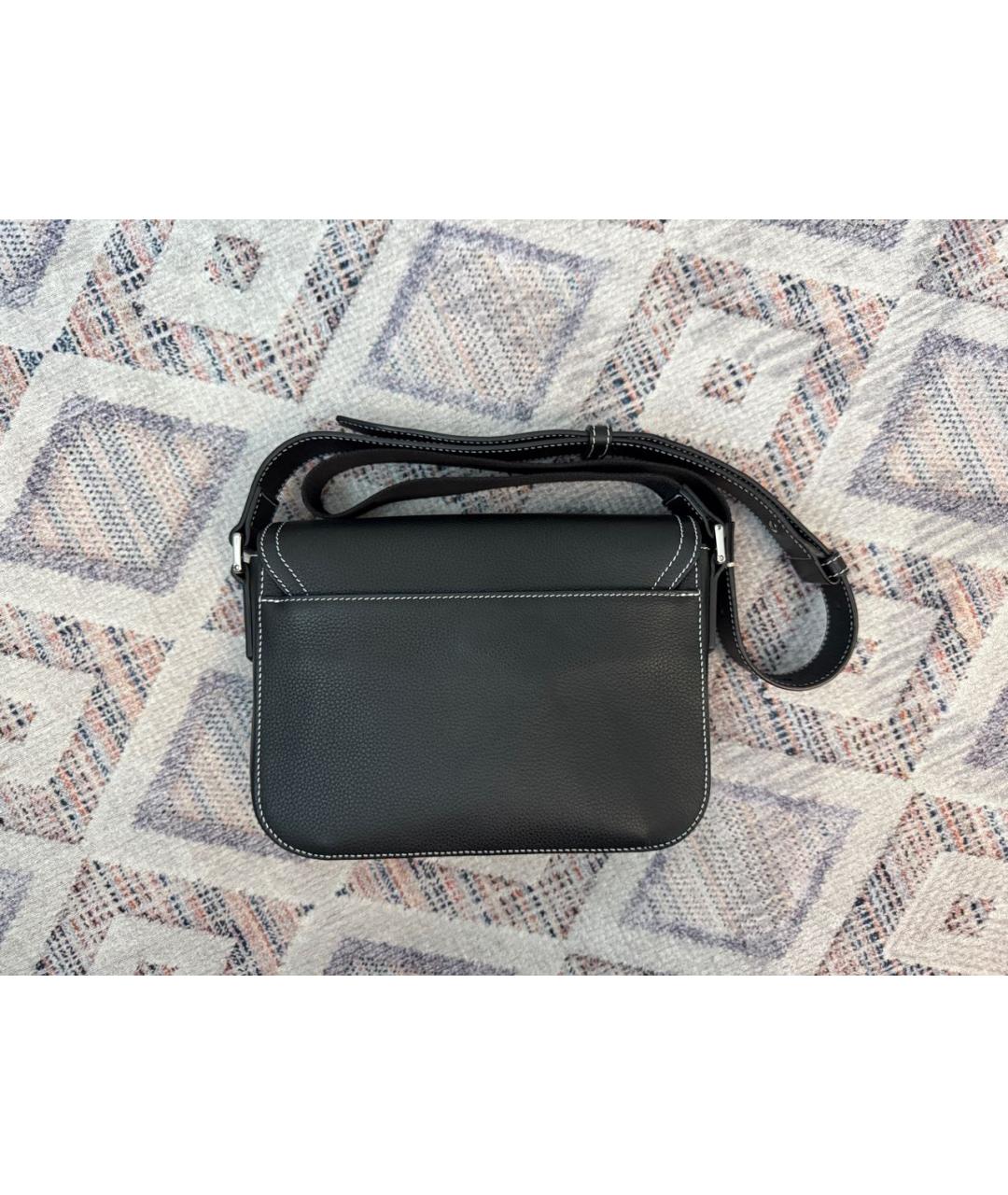 CHRISTIAN DIOR Черная кожаная сумка на плечо, фото 3