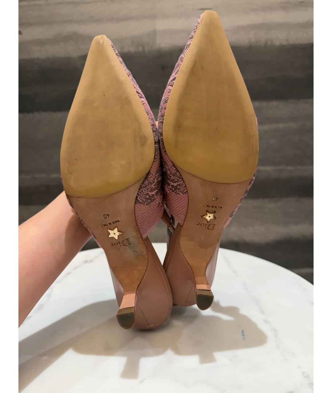 CHRISTIAN DIOR Розовые текстильные туфли, фото 6