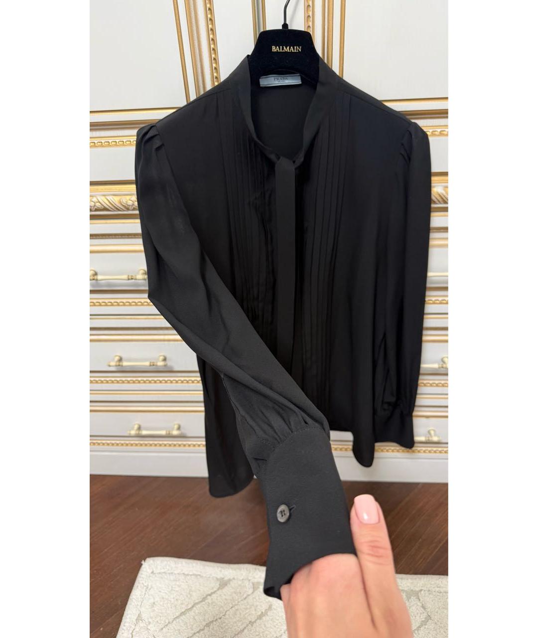 PRADA Черная шелковая блузы, фото 4