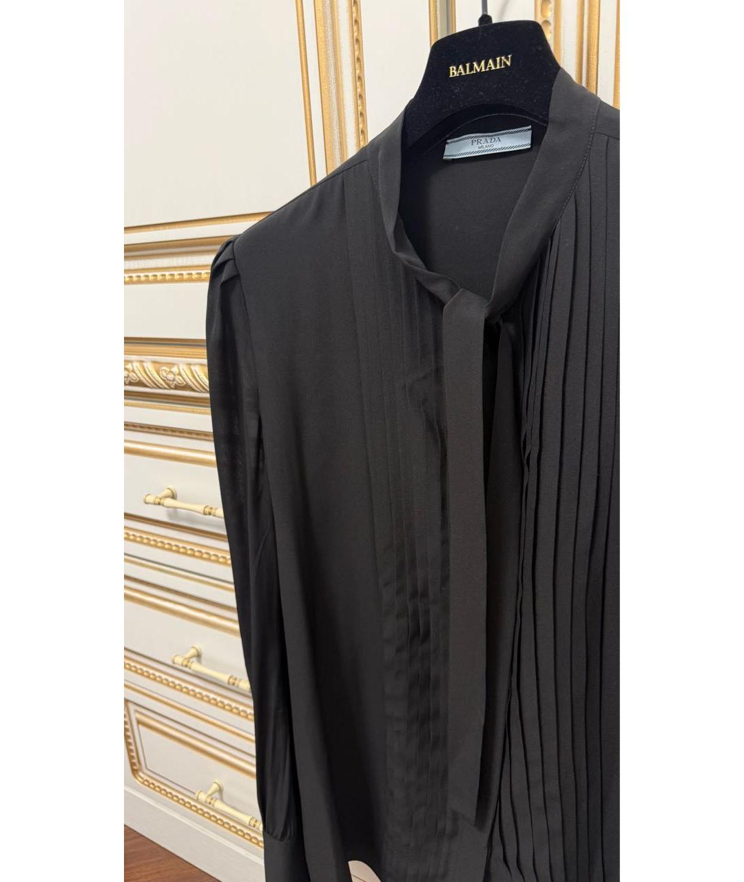 PRADA Черная шелковая блузы, фото 7