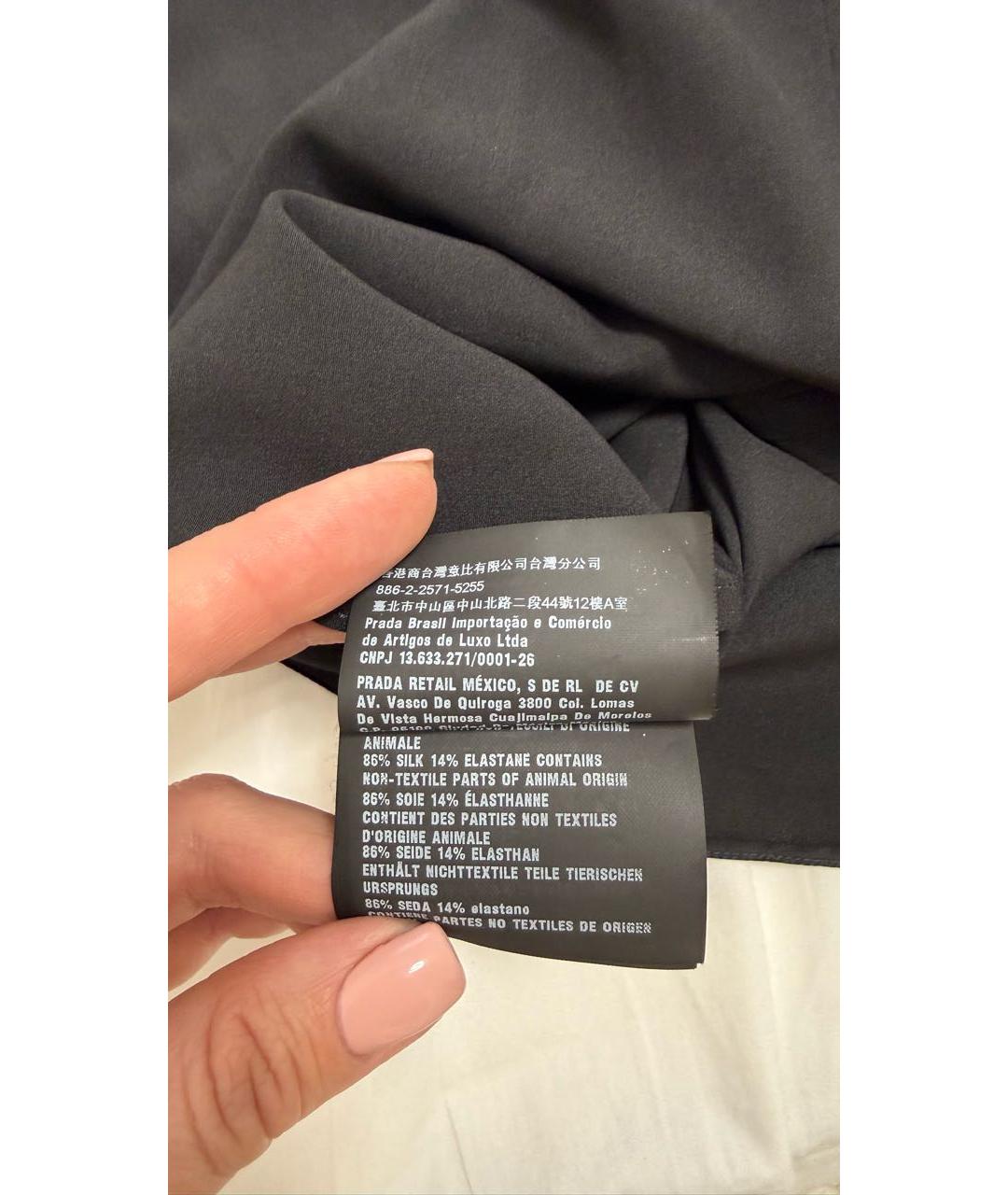 PRADA Черная шелковая блузы, фото 6