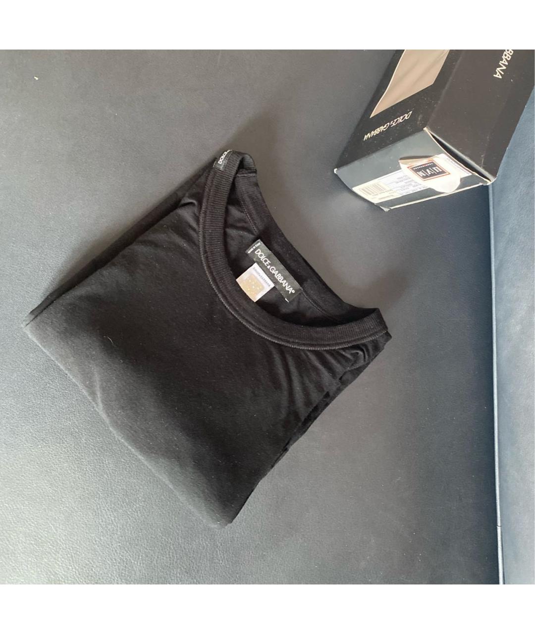 DOLCE&GABBANA Черная хлопковая футболка, фото 4