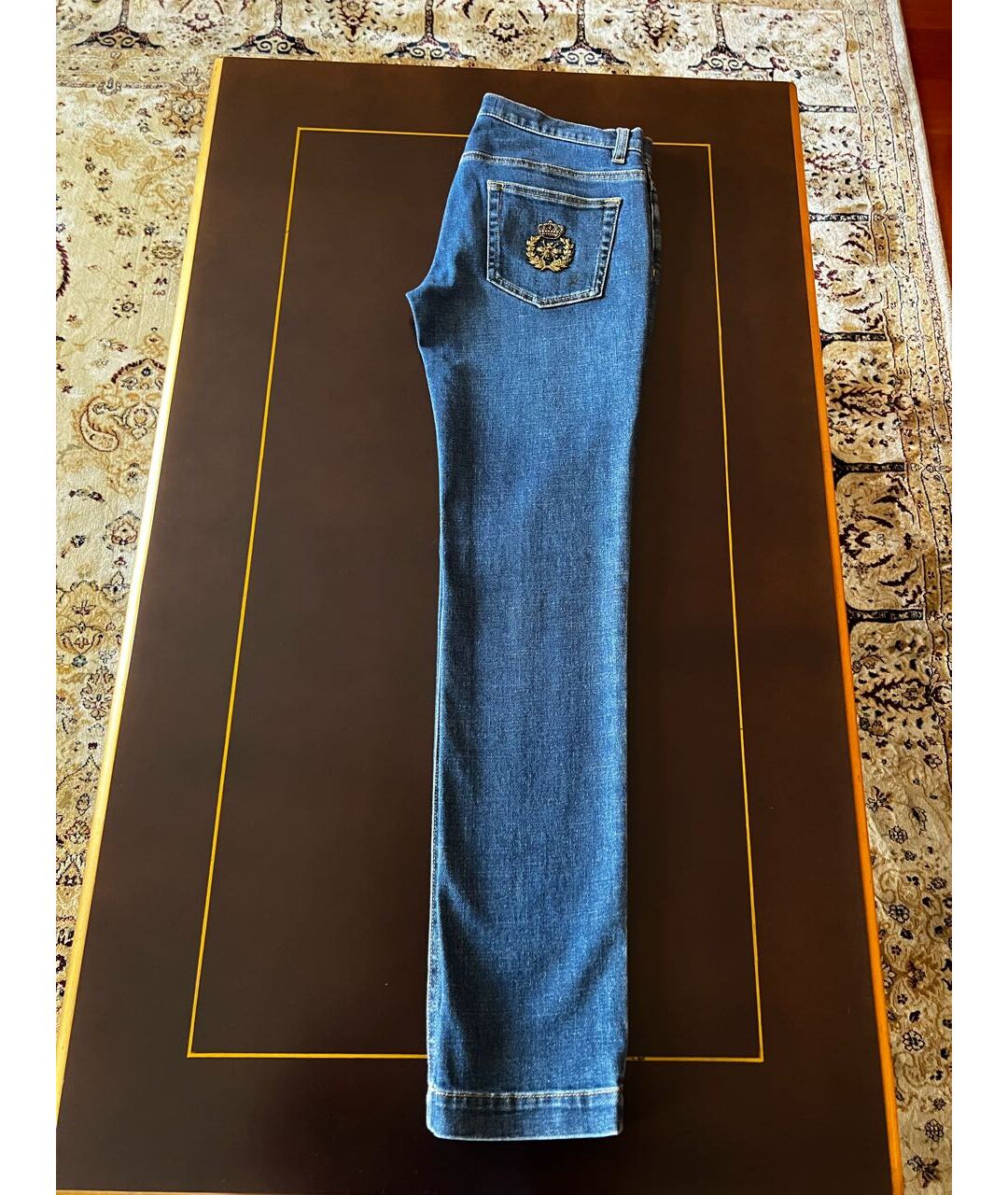 DOLCE&GABBANA Синие хлопко-эластановые прямые джинсы, фото 2
