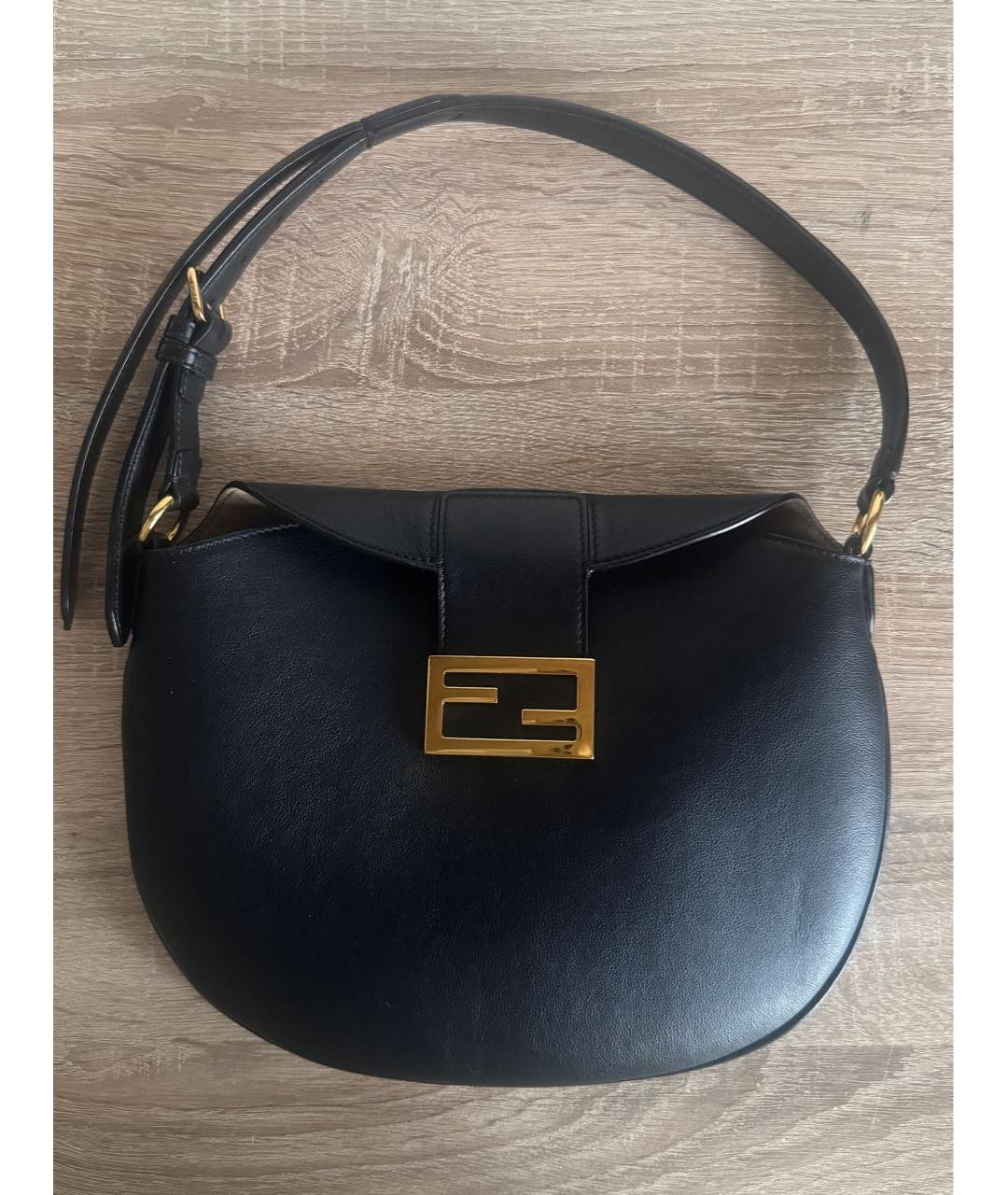 FENDI Черная кожаная сумка через плечо, фото 9