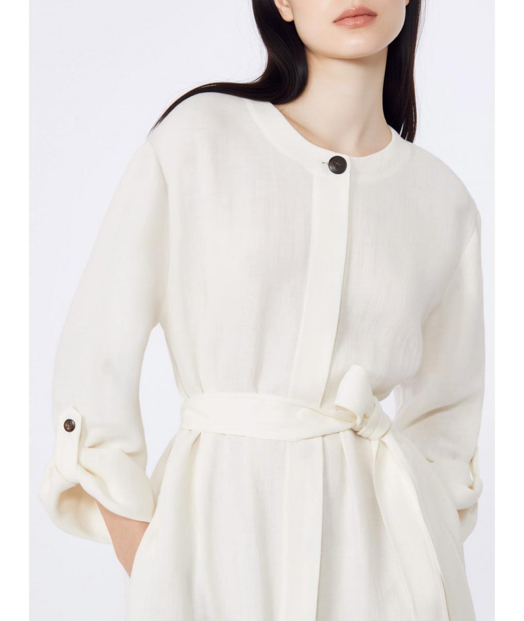 MAX MARA STUDIO Белое льняное повседневное платье, фото 3