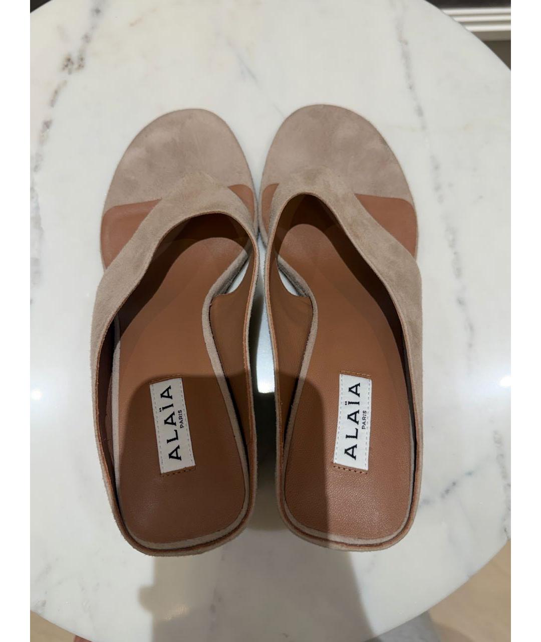 ALAIA Бежевые замшевые мюли, фото 3