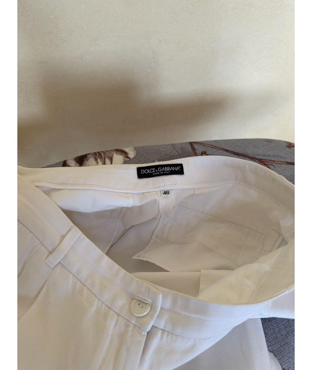 DOLCE&GABBANA Белые прямые брюки, фото 4