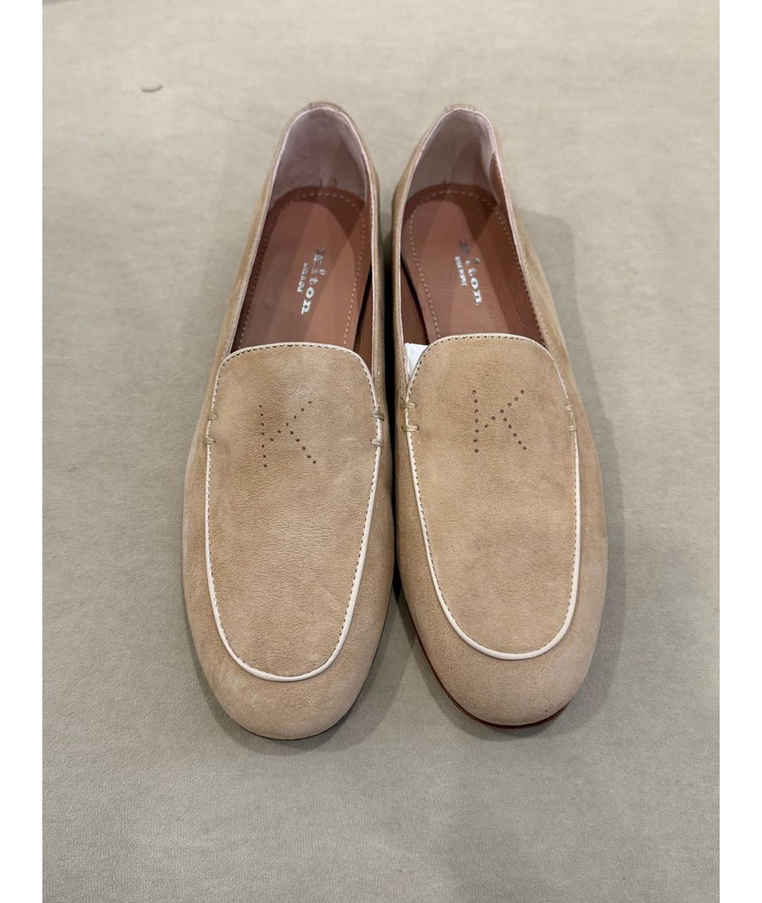 KITON Бежевые замшевые лоферы, фото 2