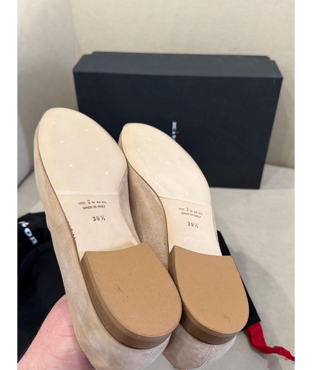 KITON Бежевые замшевые лоферы, фото 5