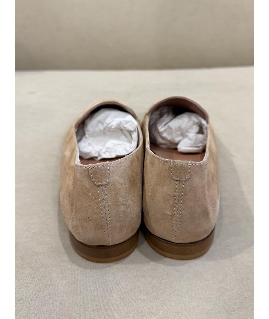 KITON Бежевые замшевые лоферы, фото 4