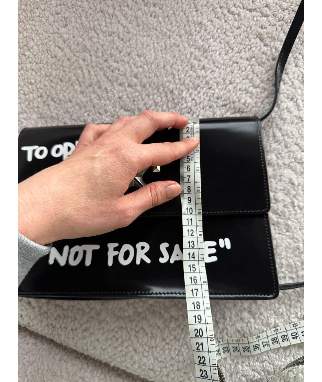 OFF-WHITE Черная кожаная сумка через плечо, фото 5