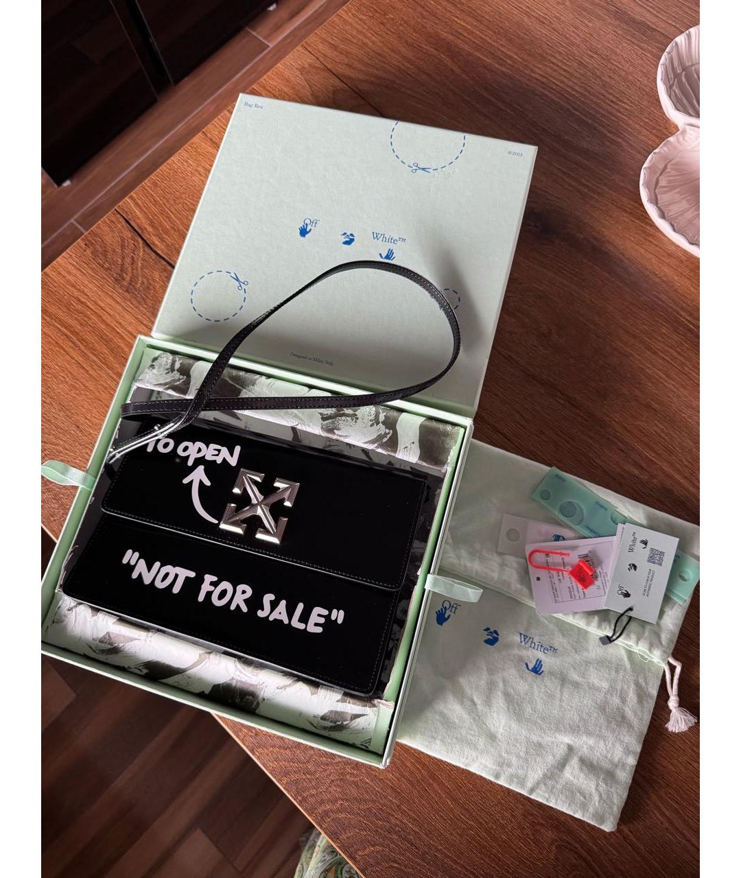 OFF-WHITE Черная кожаная сумка через плечо, фото 2