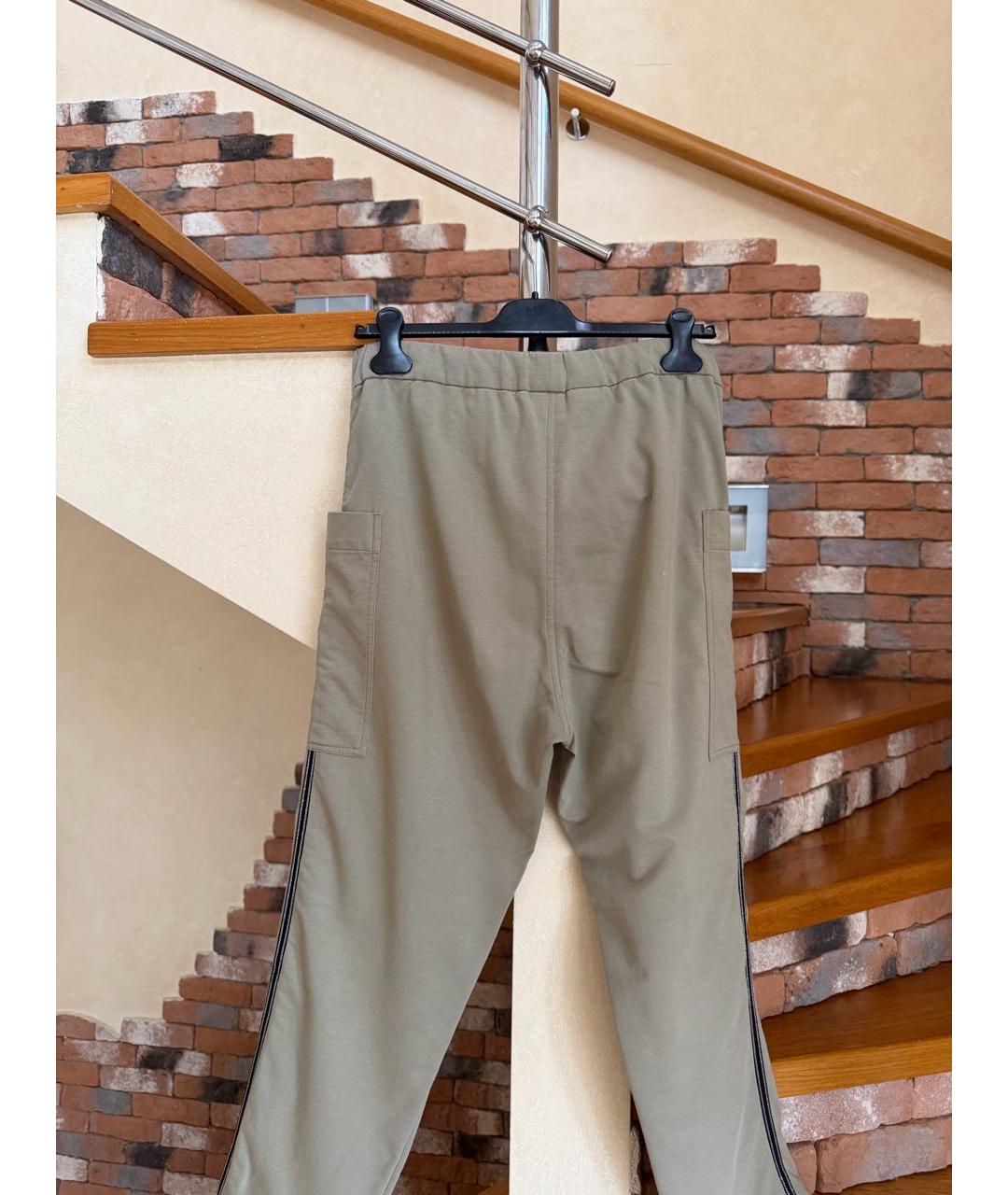 BRUNELLO CUCINELLI Хаки хлопко-эластановые спортивные брюки и шорты, фото 6