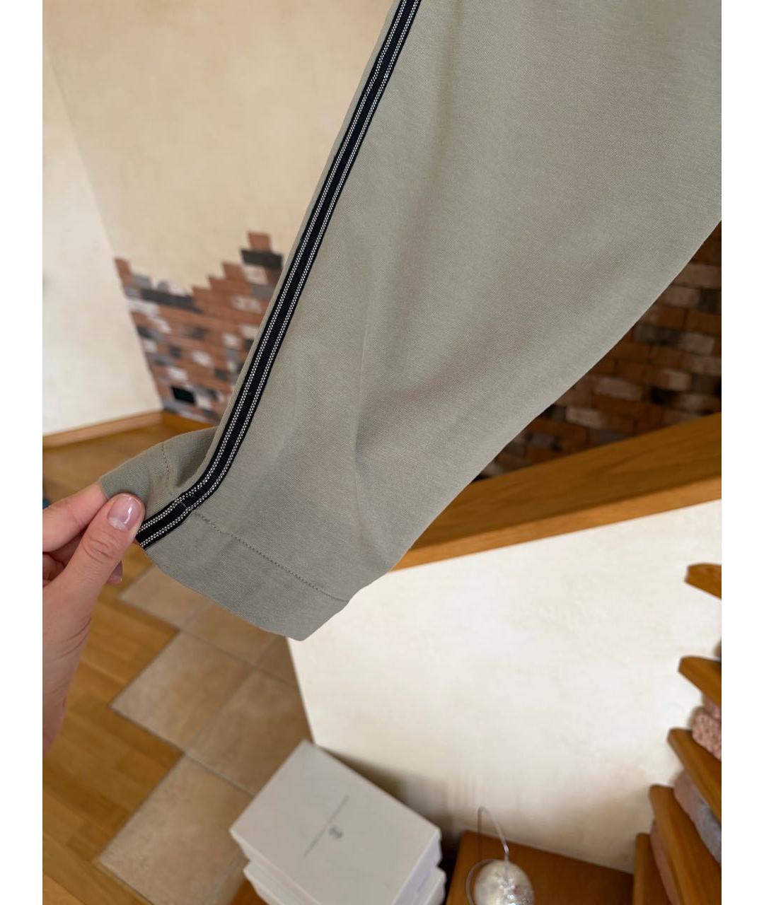 BRUNELLO CUCINELLI Хаки хлопко-эластановые спортивные брюки и шорты, фото 8