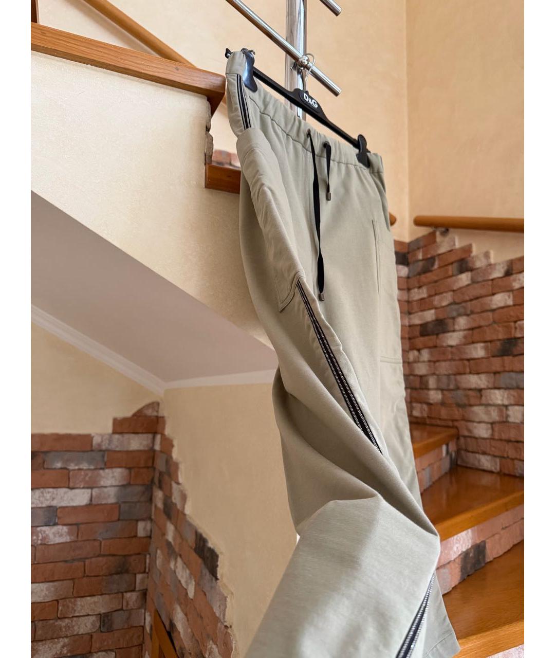 BRUNELLO CUCINELLI Хаки хлопко-эластановые спортивные брюки и шорты, фото 2