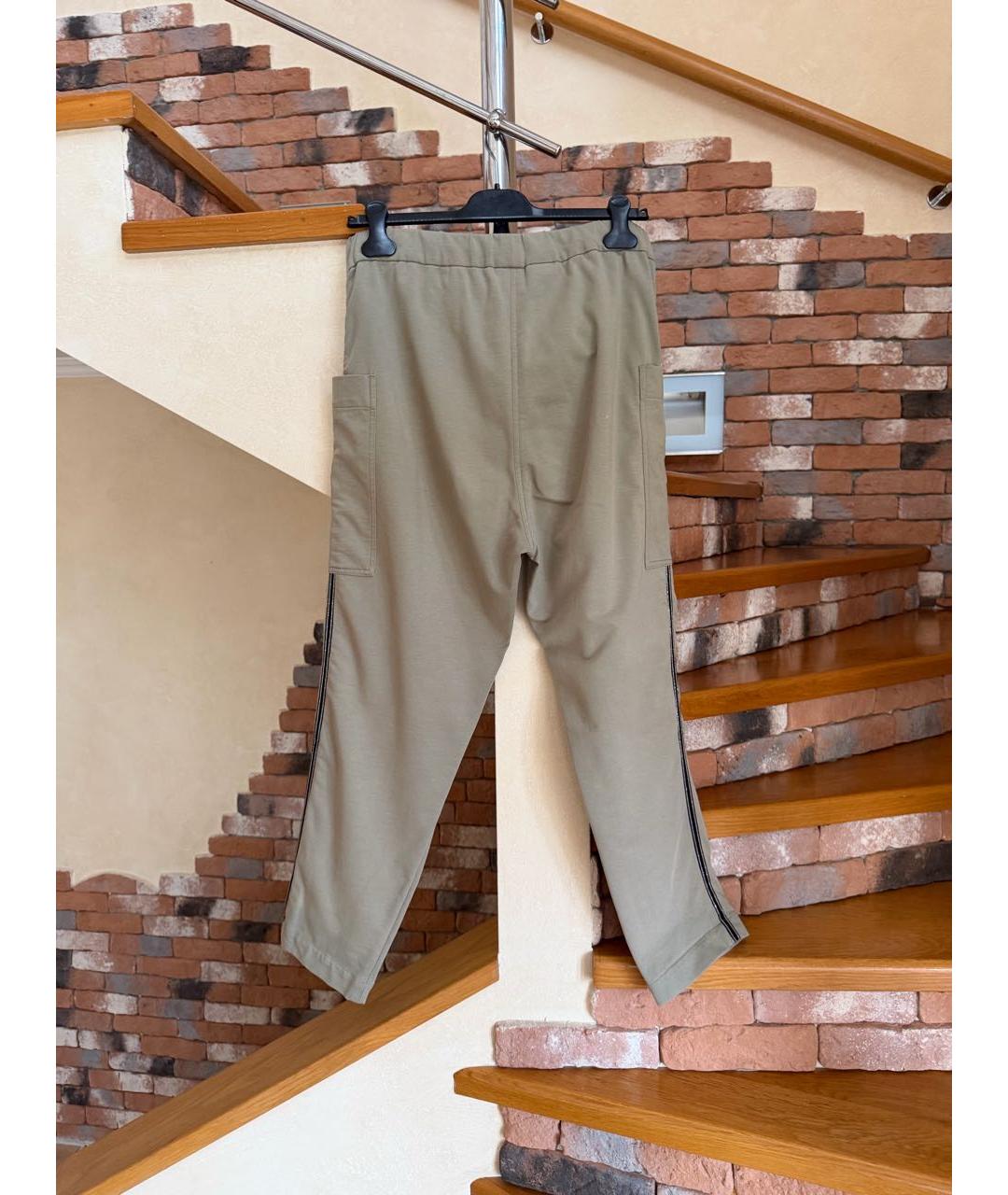 BRUNELLO CUCINELLI Хаки хлопко-эластановые спортивные брюки и шорты, фото 5
