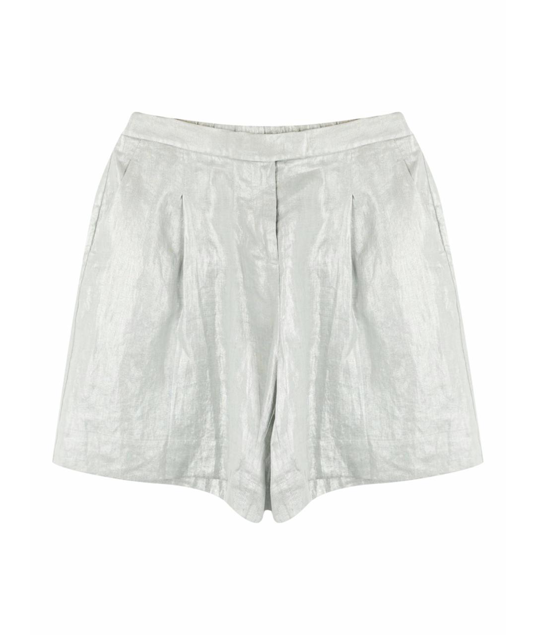 PANICALE Серебряные льняные шорты, фото 1