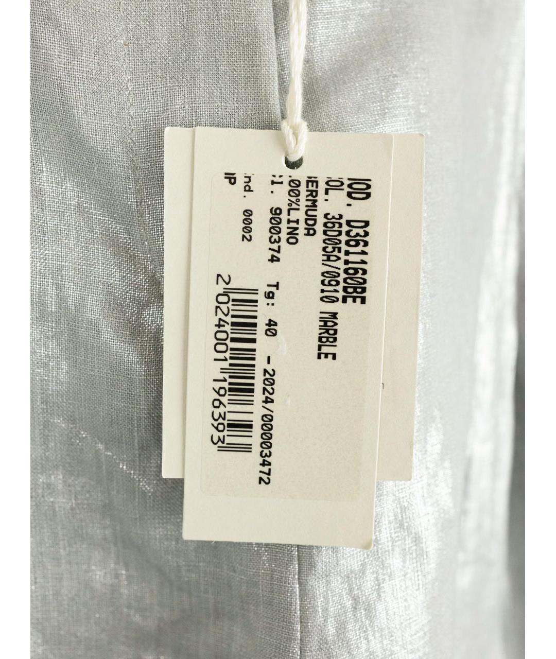PANICALE Серебряные льняные шорты, фото 4