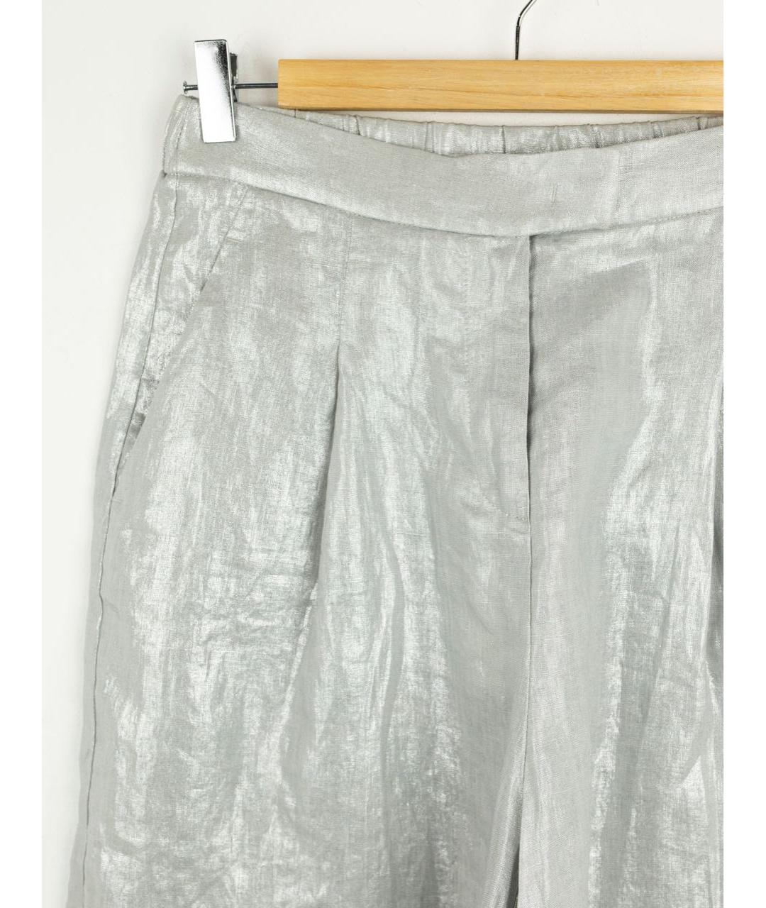 PANICALE Серебряные льняные шорты, фото 3