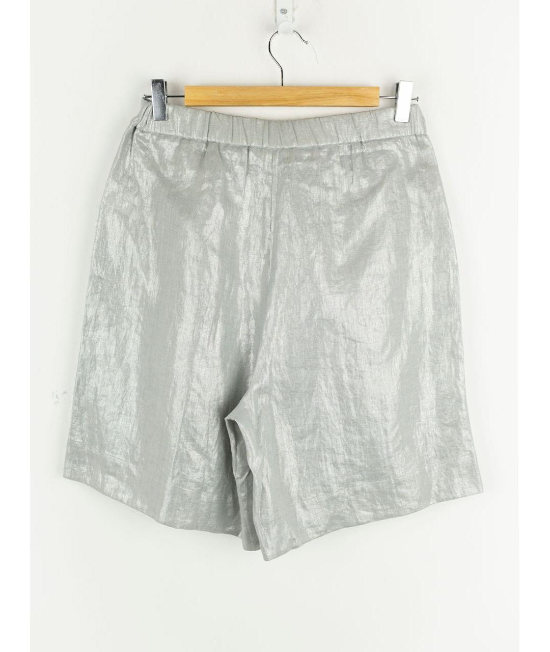 PANICALE Серебряные льняные шорты, фото 2