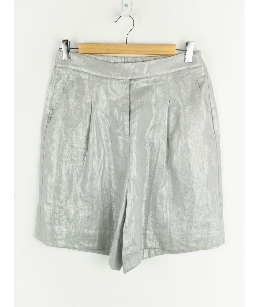 PANICALE Серебряные льняные шорты, фото 5