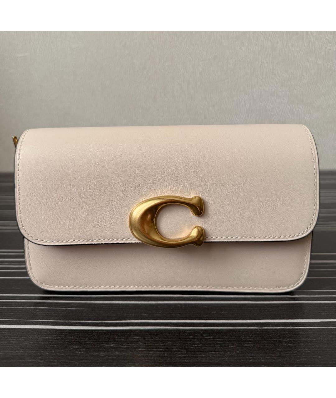 COACH Бежевая кожаная сумка через плечо, фото 7