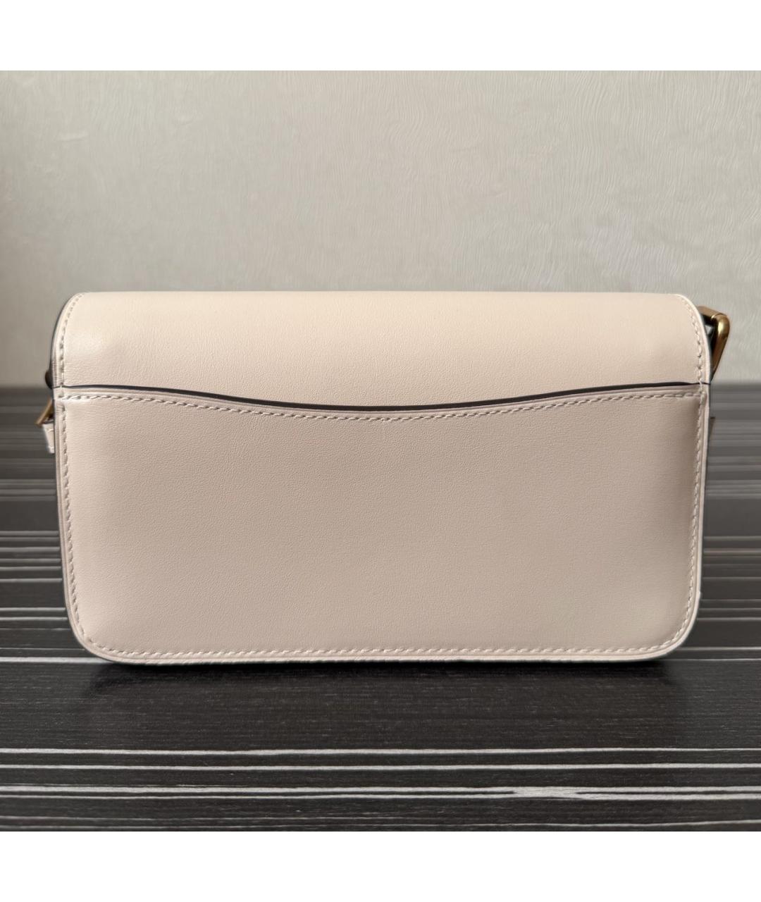 COACH Бежевая кожаная сумка через плечо, фото 3