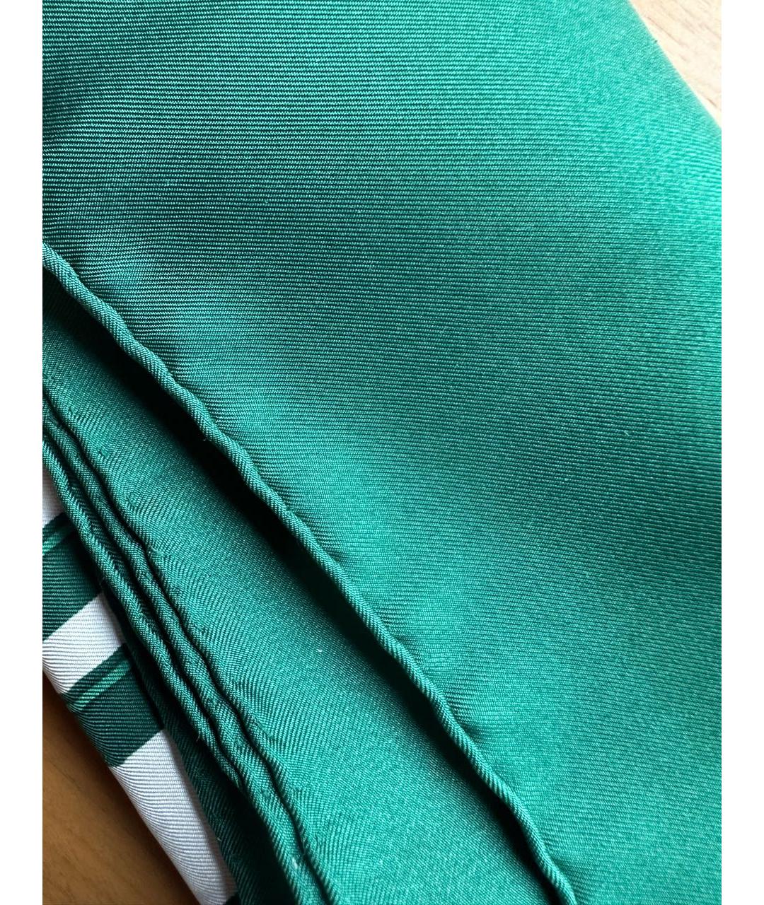 HERMES Зеленый шелковый платок, фото 5