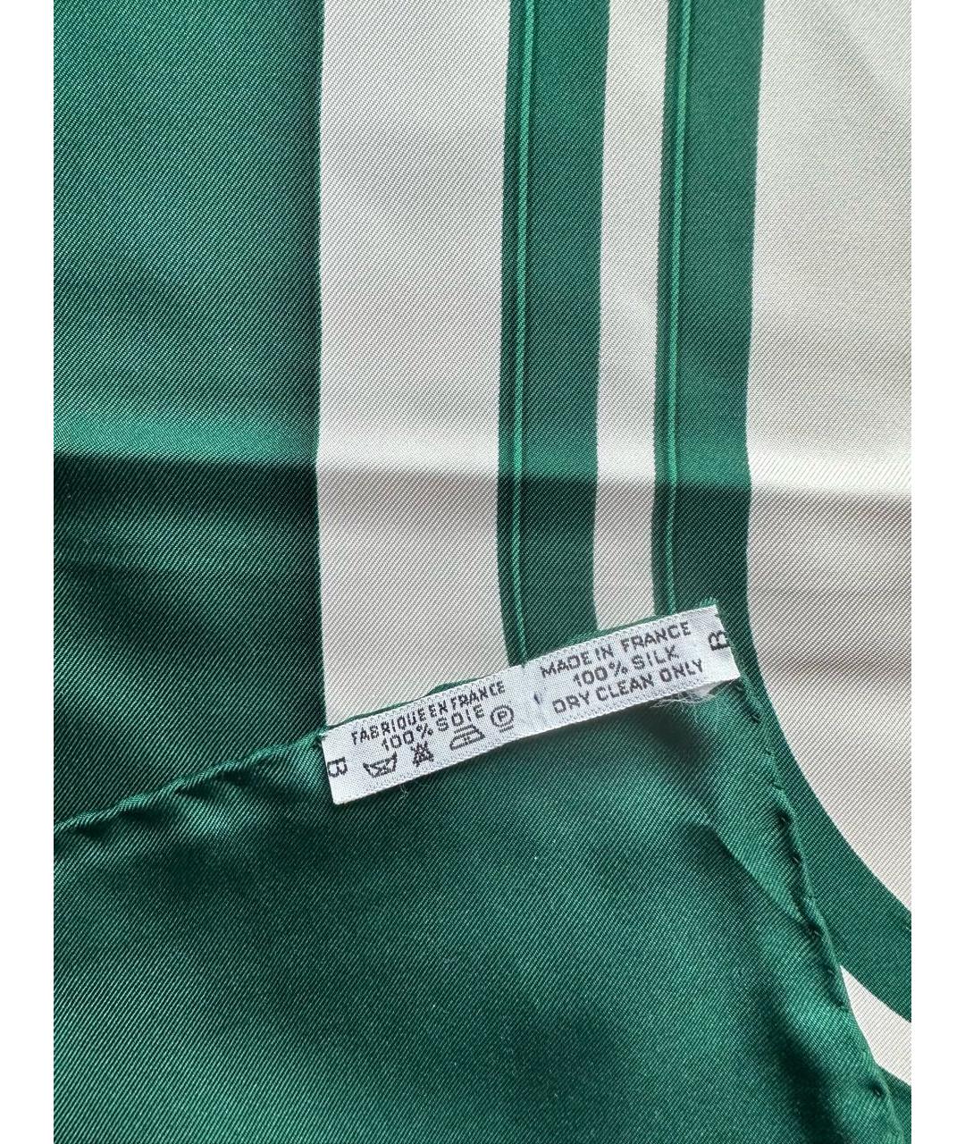 HERMES Зеленый шелковый платок, фото 3