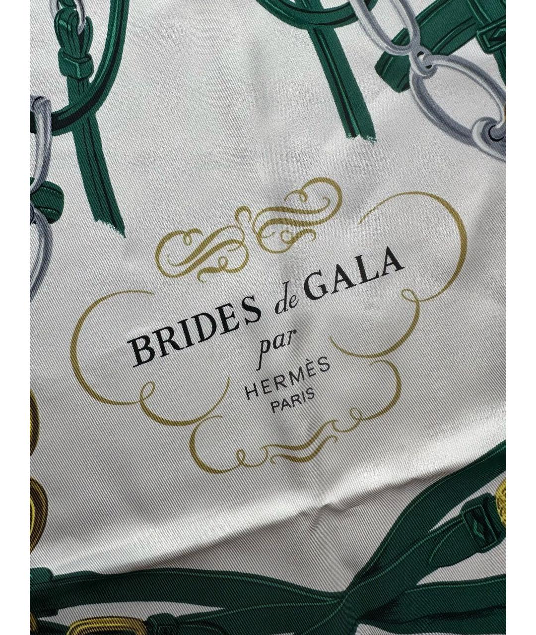 HERMES Зеленый шелковый платок, фото 2