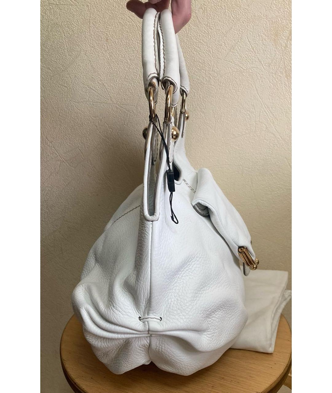 DOLCE&GABBANA Белая кожаная сумка с короткими ручками, фото 3