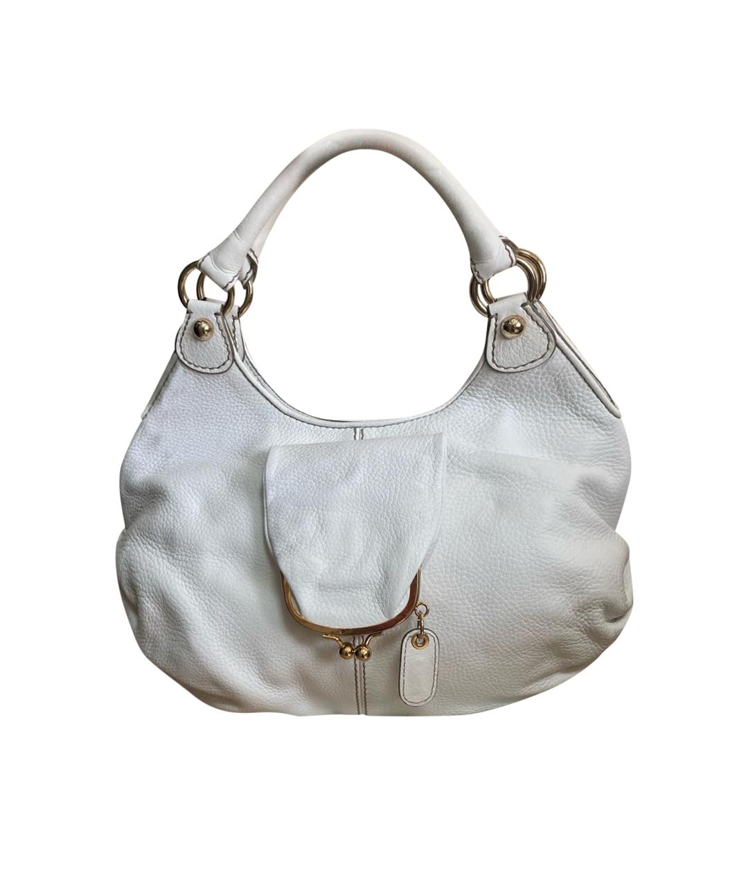 DOLCE&GABBANA Белая кожаная сумка с короткими ручками, фото 1