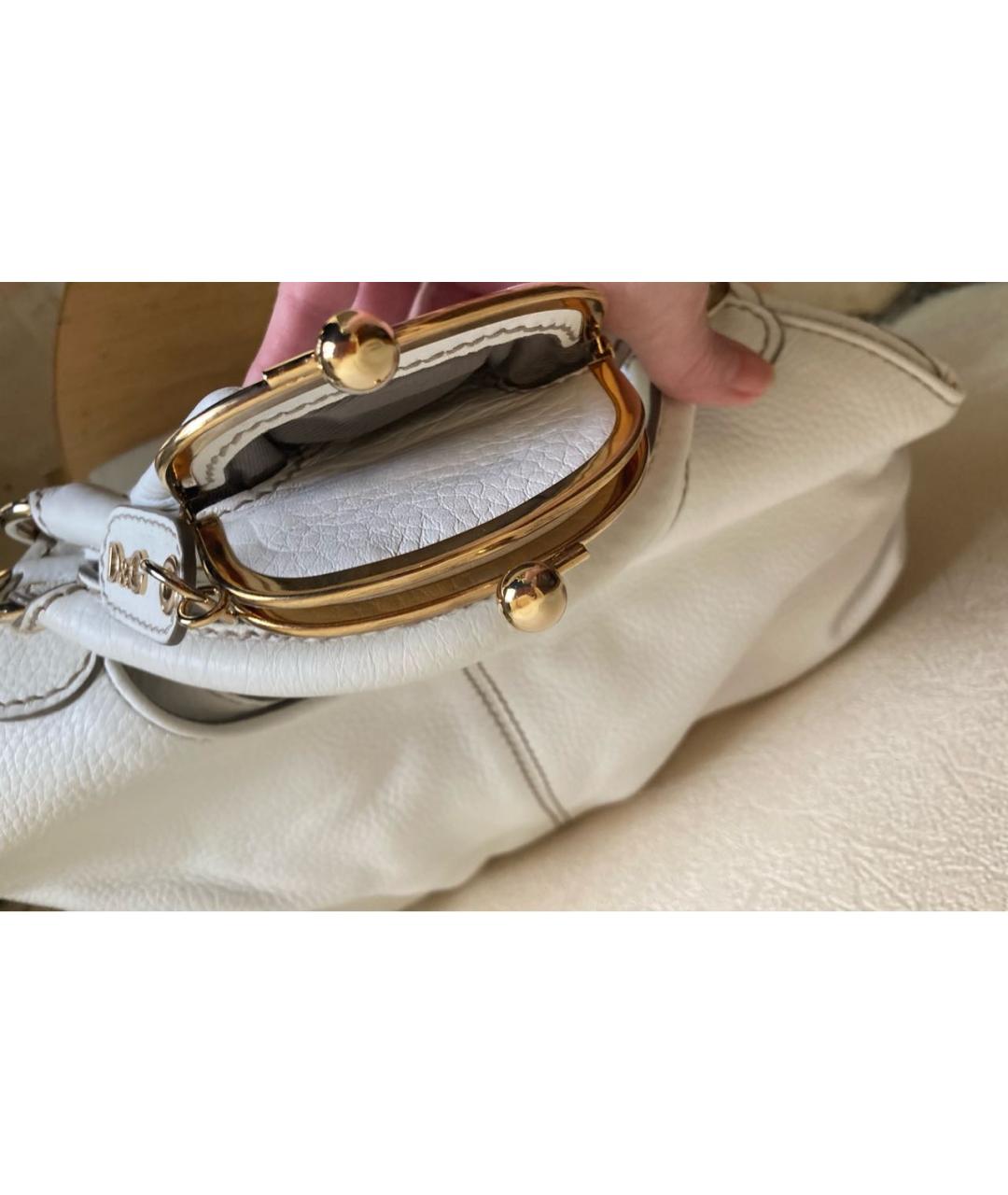 DOLCE&GABBANA Белая кожаная сумка с короткими ручками, фото 8