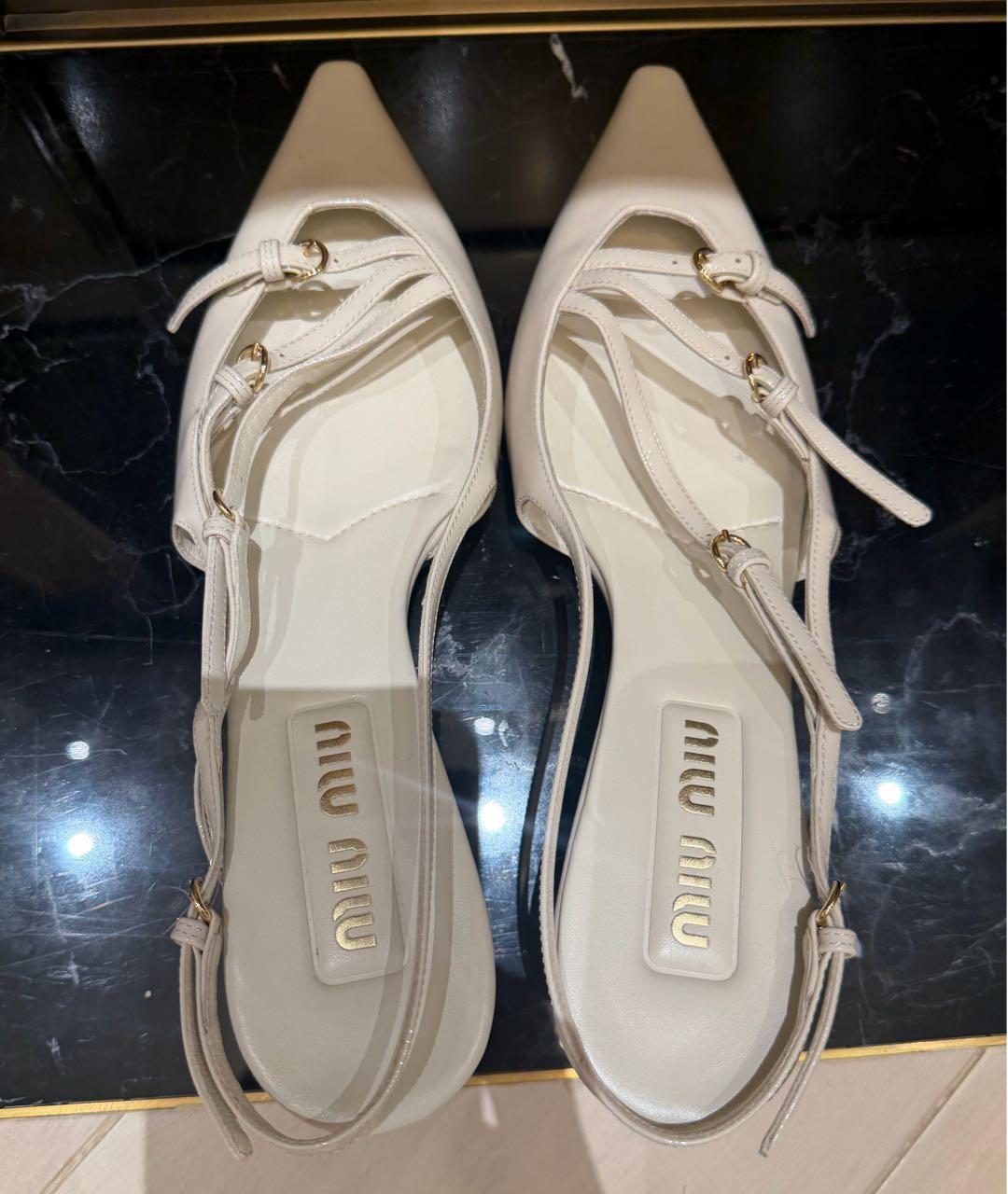 MIU MIU Белые туфли из лакированной кожи, фото 3