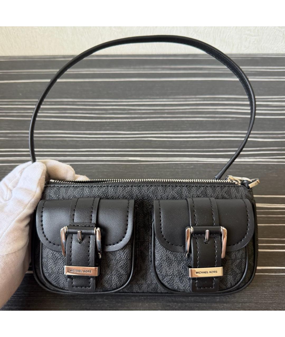 MICHAEL KORS Черная кожаная сумка с короткими ручками, фото 4