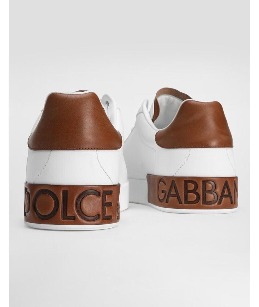 DOLCE&GABBANA Белые кожаные кеды, фото 2