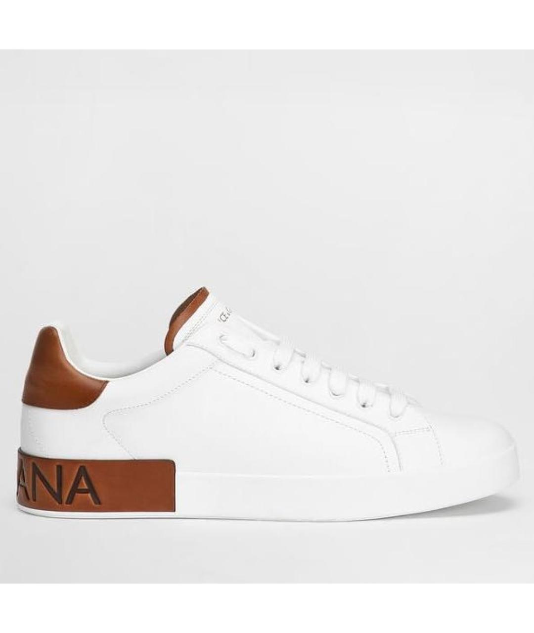 DOLCE&GABBANA Белые кожаные кеды, фото 4