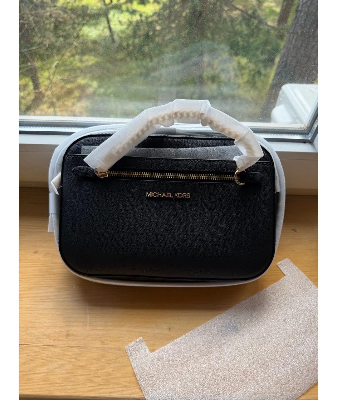 MICHAEL KORS Черная кожаная сумка через плечо, фото 2