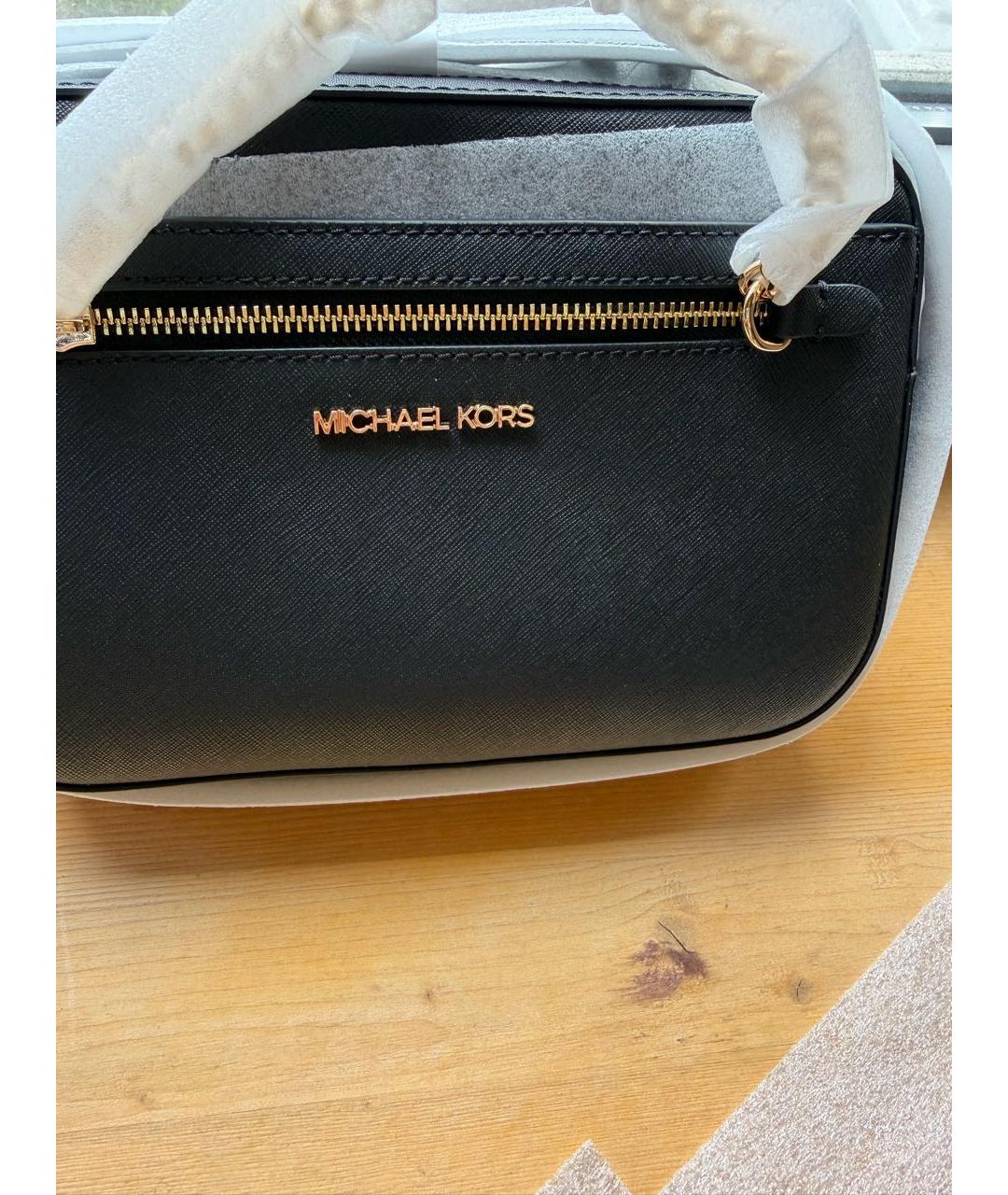 MICHAEL KORS Черная кожаная сумка через плечо, фото 4