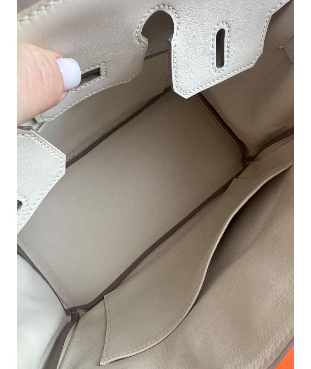 HERMES Серая кожаная сумка с короткими ручками, фото 4