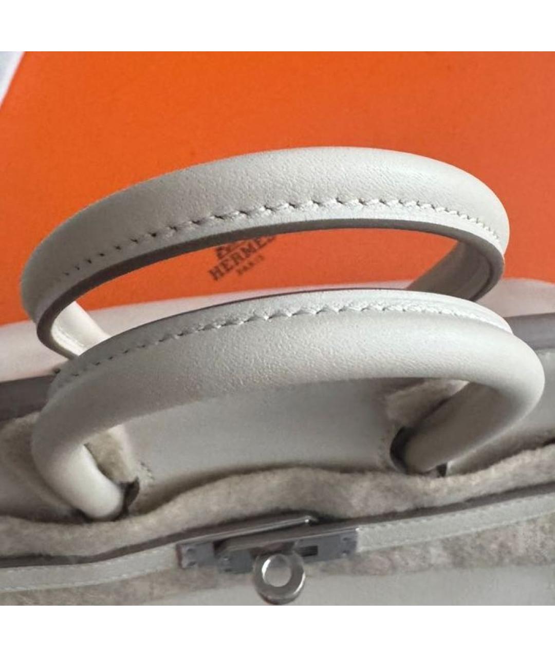 HERMES Серая кожаная сумка с короткими ручками, фото 8